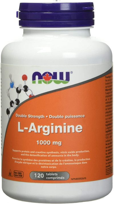 now l-arginine, supports protein/creatine synthesis